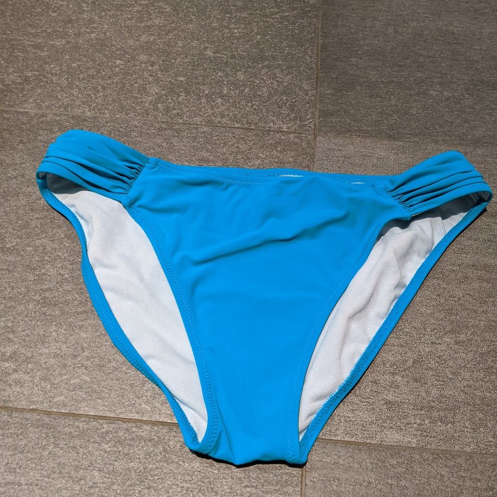 Blue Ruched Side Bikini Bottoms